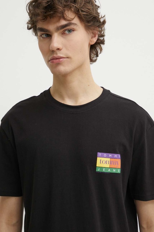 Tommy Jeans t-shirt bawełniany czarny DM0DM19171