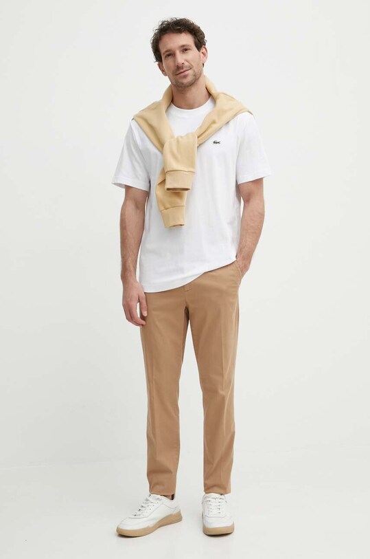 Lacoste t-shirt bawełniany TH7318 biały SS25