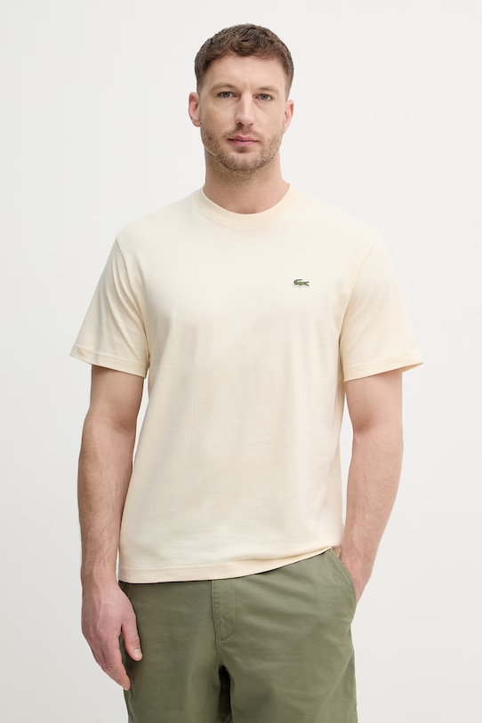 Lacoste T-shirt basic męski bawełniany beżowy TH7318