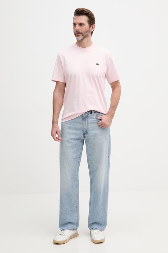 Lacoste T-shirt basic męski bawełniany TH7318 różowy SS26