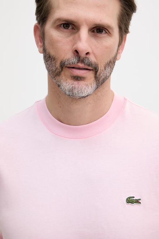 Lacoste T-shirt basic męski bawełniany różowy TH7318