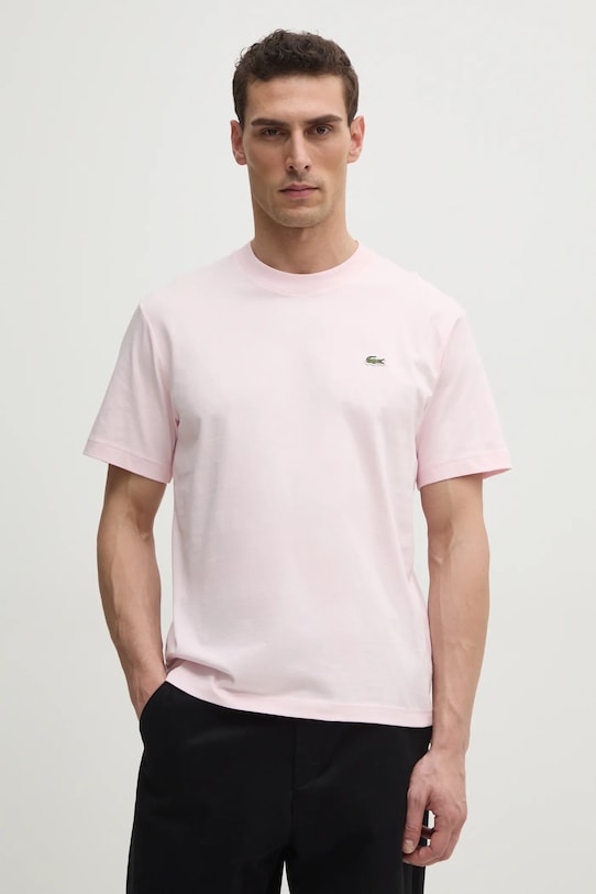 Хлопковая футболка Lacoste хлопок розовый TH7318
