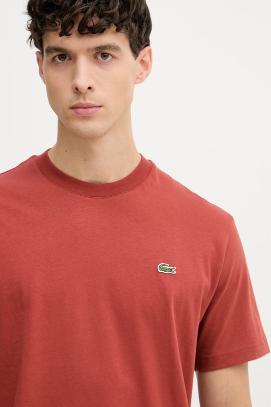 Lacoste T-shirt basic męski bawełniany pomarańczowy TH7318