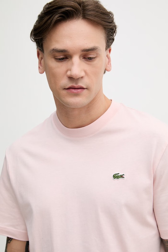 Lacoste T-shirt basic męski bawełniany różowy TH7318