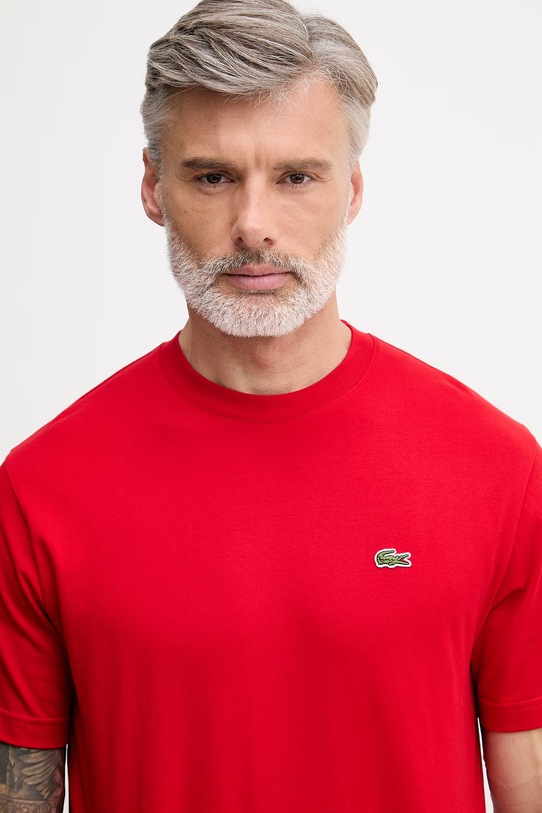 Lacoste T-shirt basic męski bawełniany czerwony TH7318