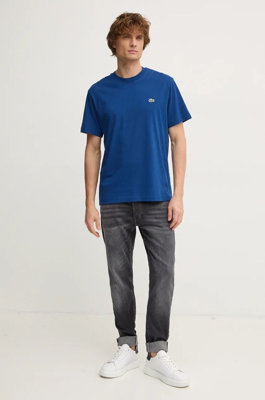 Бавовняна футболка Lacoste TH7318 темно-синій SS25