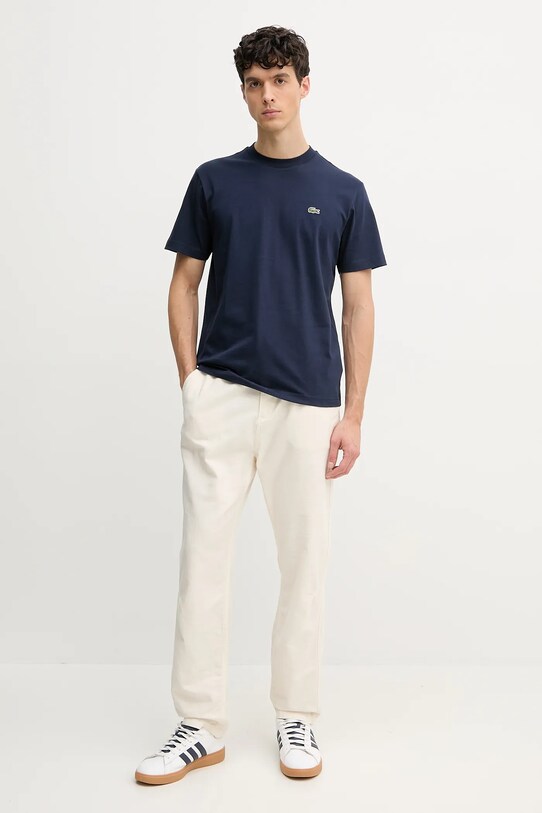 Бавовняна футболка Lacoste TH7318 темно-синій SS25