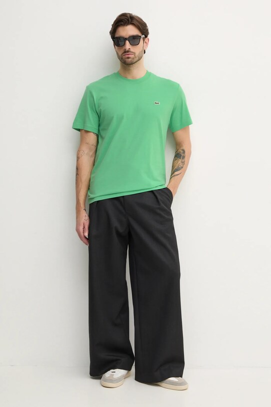Bavlněné tričko Lacoste TH7318 zelená AW25