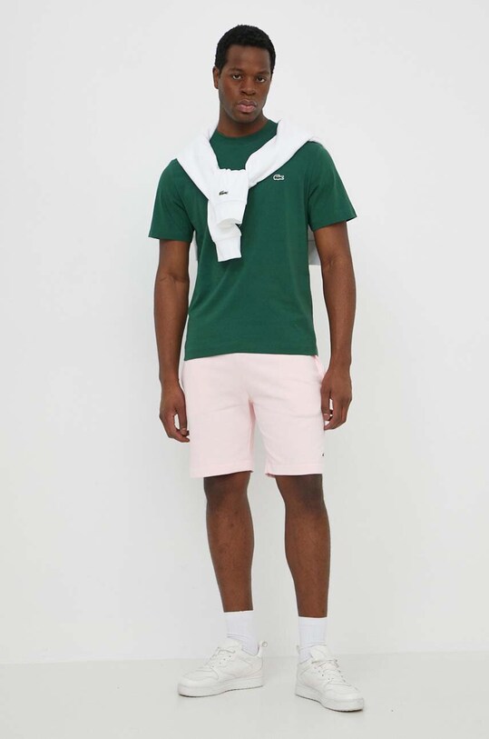 Хлопковая футболка Lacoste TH7318 зелёный SS25