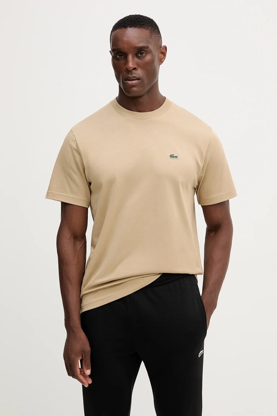 Bavlněné tričko Lacoste béžová TH7318