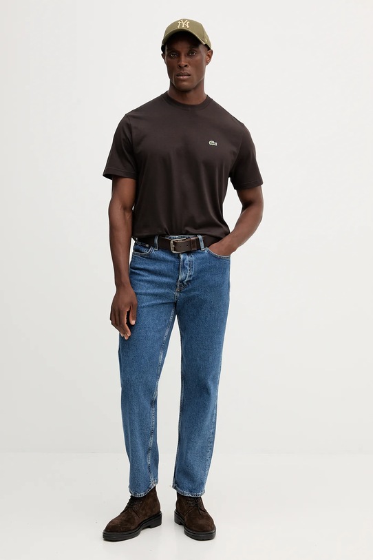 Хлопковая футболка Lacoste TH7318 коричневый AW25