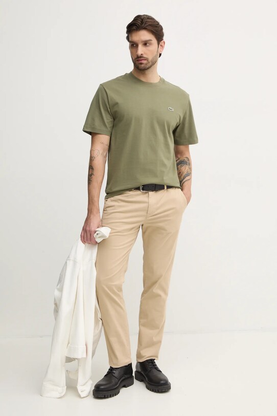 Бавовняна футболка Lacoste TH7318 зелений AW25