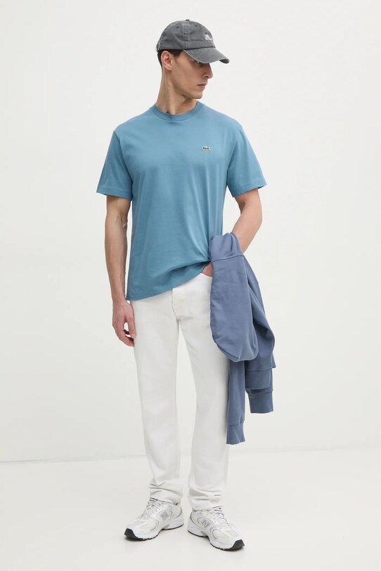 Бавовняна футболка Lacoste TH7318 блакитний SS25