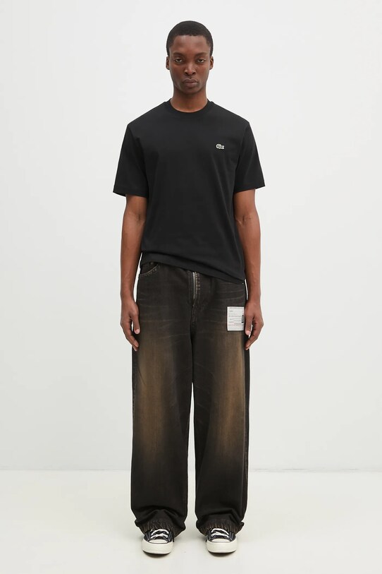 Памучна тениска Lacoste TH7318 черен