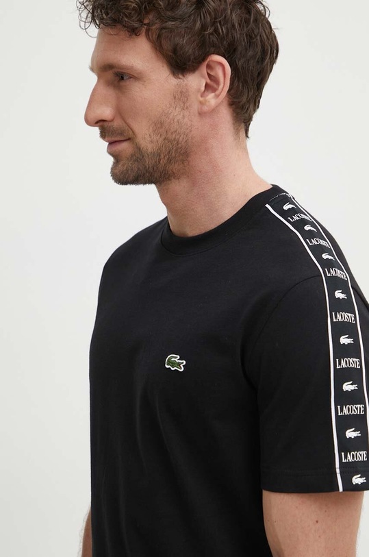Bavlněné tričko Lacoste hladký černá TH7404