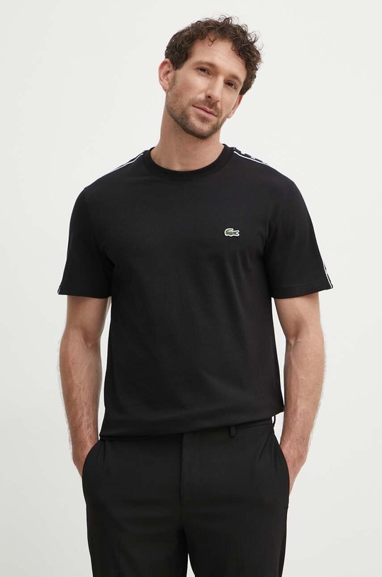 Bavlněné tričko Lacoste černá TH7404