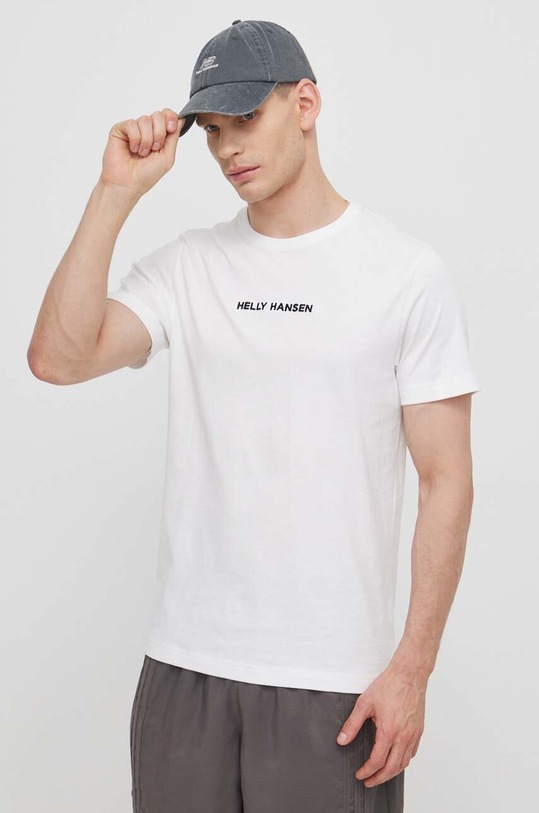 Βαμβακερό μπλουζάκι Helly Hansen λευκό 53532