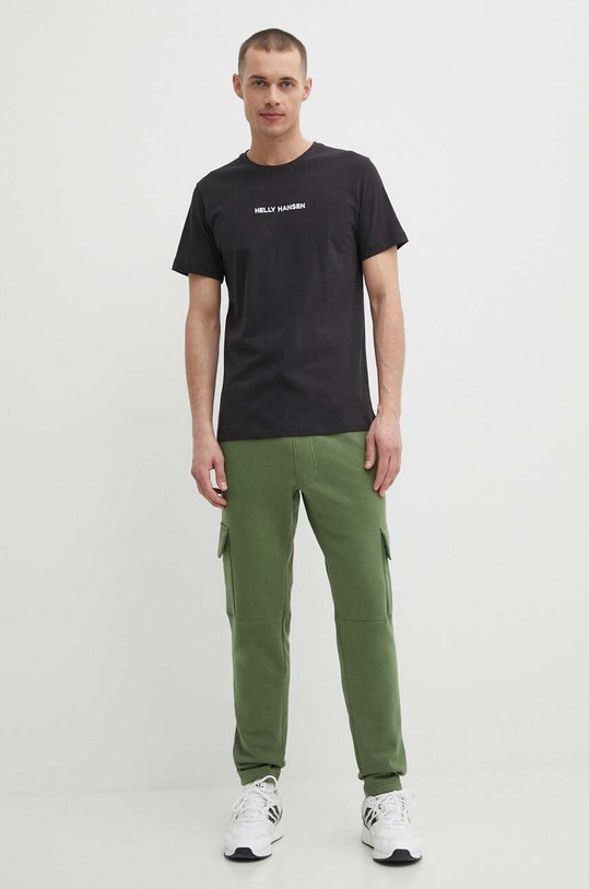 Βαμβακερό μπλουζάκι Helly Hansen 53532 μαύρο SS24