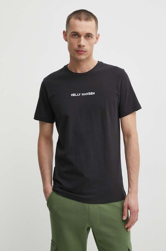 Βαμβακερό μπλουζάκι Helly Hansen μαύρο 53532
