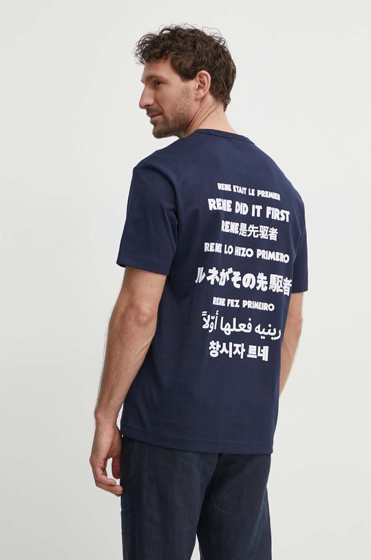 Памучна тениска Lacoste тъмносин TH0133