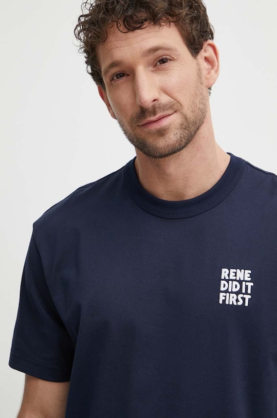 Памучна тениска Lacoste TH0133 тъмносин