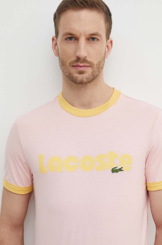 Lacoste t-shirt bawełniany nadruk różowy TH7531