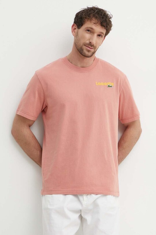 Odzież Lacoste t-shirt bawełniany TH7544 różowy
