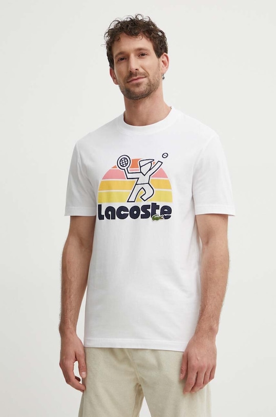 Lacoste t-shirt bawełniany nadruk biały TH8567