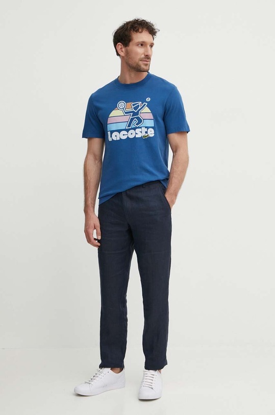Lacoste t-shirt bawełniany TH8567 niebieski SS24