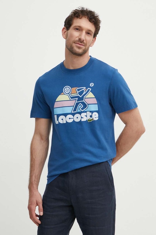 Lacoste t-shirt bawełniany niebieski TH8567