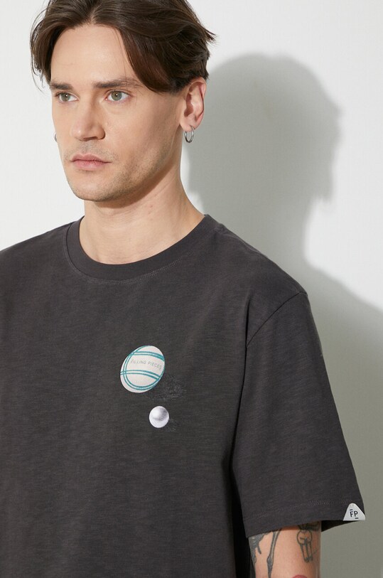 Βαμβακερό μπλουζάκι Filling Pieces T-shirt Petanque 74434031268 γκρί