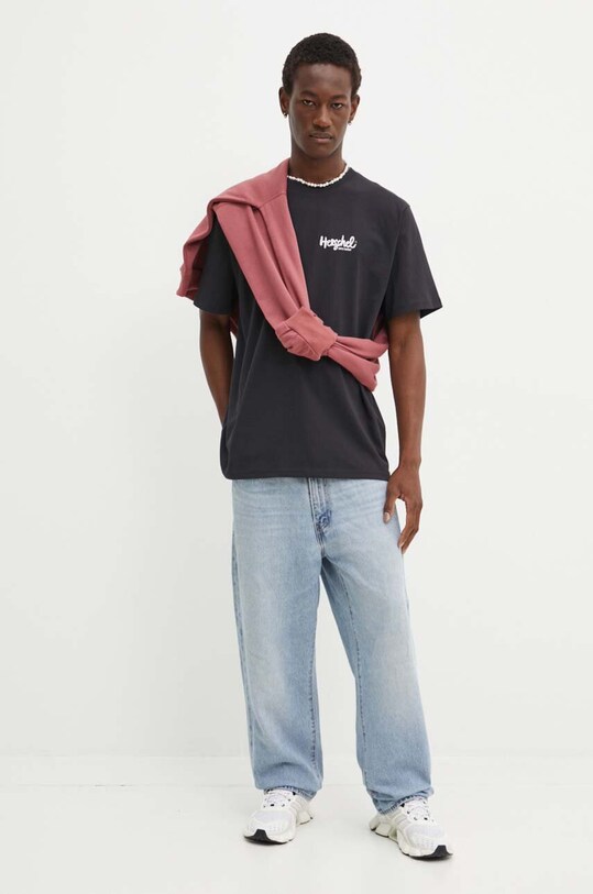 Herschel tricou din bumbac 50319.06234 negru AW24