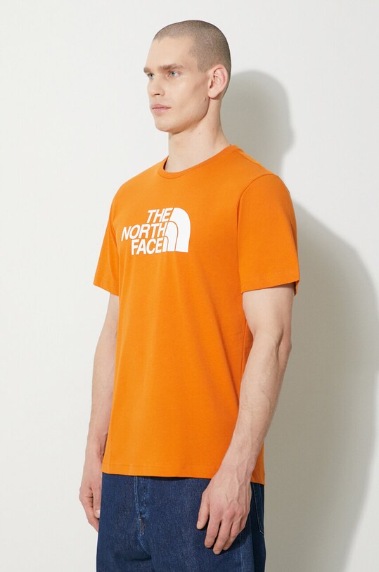 Памучна тениска The North Face M S/S Easy Tee оранжев NF0A87N5PCO1