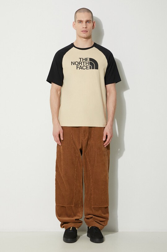 The North Face tricou din bumbac M S/S Raglan Easy Tee NF0A87N73X41 bej SS24