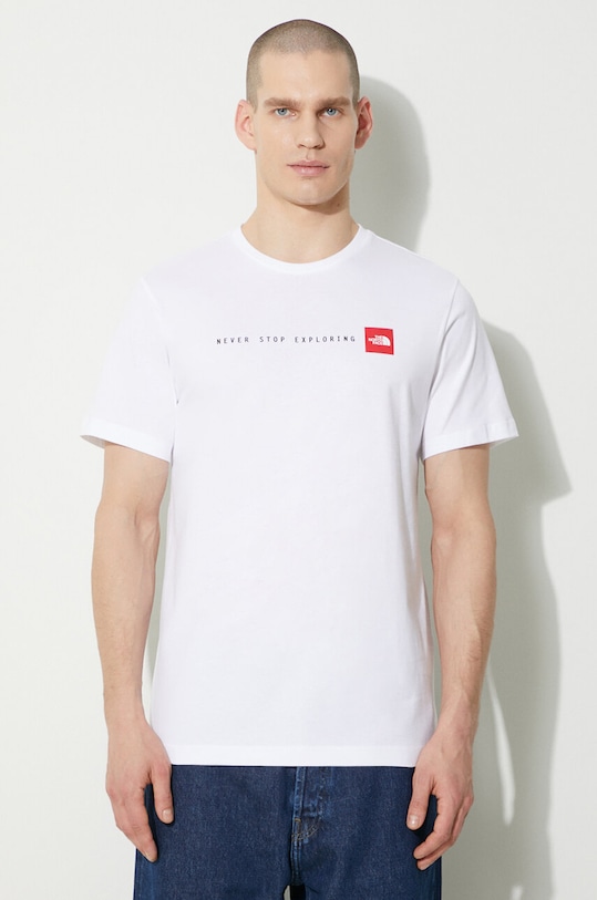 The North Face t-shirt in cotone M S/S Never Stop Exploring Tee regolare bianco NF0A87NSFN41
