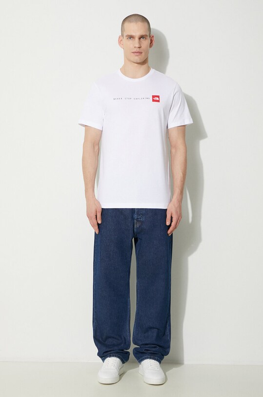 The North Face t-shirt in cotone M S/S Never Stop Exploring Tee NF0A87NSFN41 bianco SS24