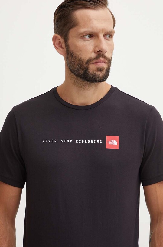 The North Face tricou din bumbac M S/S Never Stop Exploring Tee print negru NF0A87NSJK31