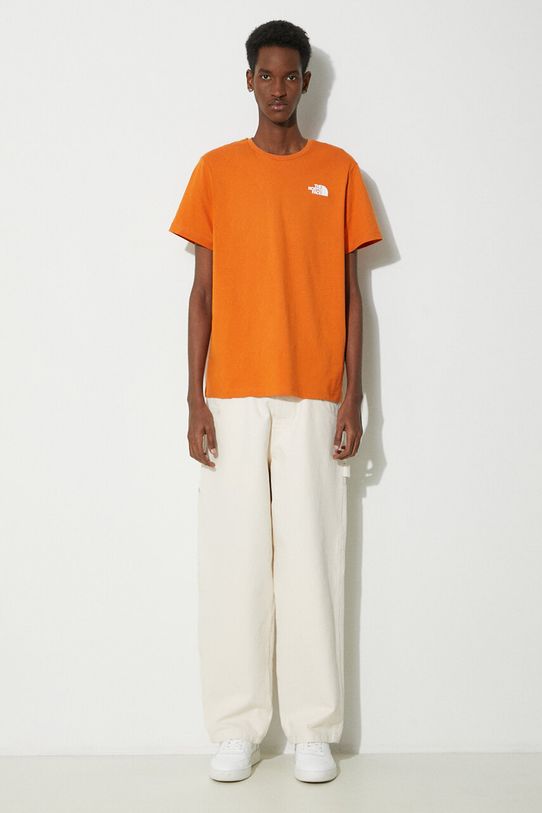 Памучна тениска The North Face M S/S Redbox Celebration Tee NF0A87NVPCO1 оранжев SS24