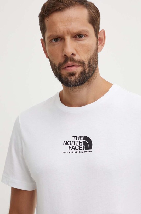 The North Face tricou din bumbac M S/S Fine Alpine Equipment Tee 3 alb NF0A87U3FN41