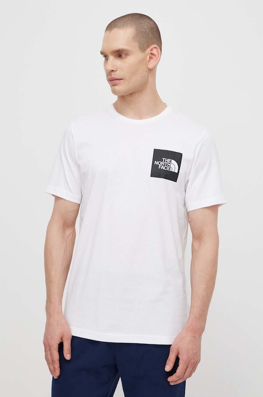 The North Face t-shirt bawełniany M S/S Fine Tee nadruk biały NF0A87NDFN41