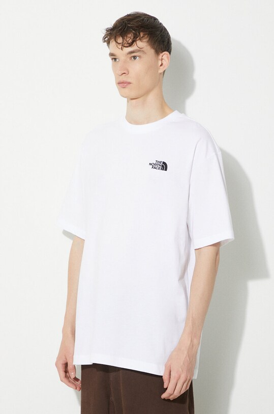 Памучна тениска The North Face M S/S Essential Oversize Tee бял NF0A87NRFN41