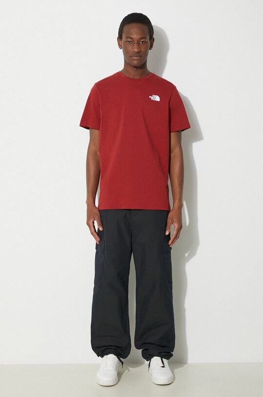 The North Face tricou din bumbac M S/S Redbox Tee NF0A87NPPOJ1 burgundia SS24