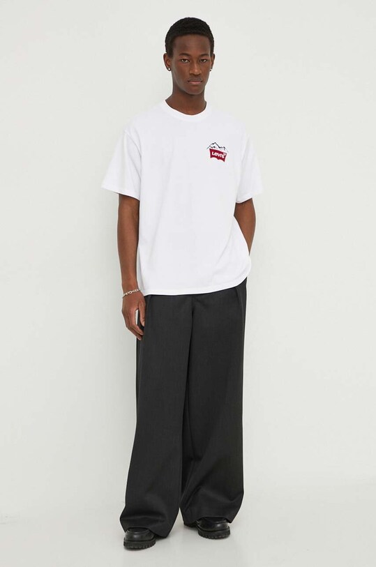 Βαμβακερό μπλουζάκι Levi's 0008C λευκό SS25