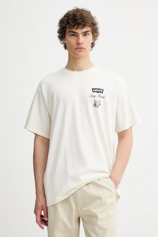 Oblečení Bavlněné tričko Levi's 0008C béžová