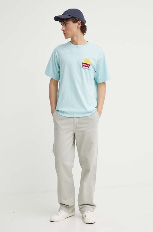 Levi's t-shirt bawełniany 0008C turkusowy SS25