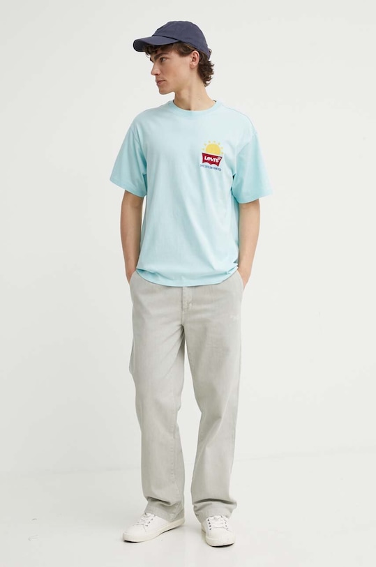 Levi's t-shirt bawełniany 0008C turkusowy SS25