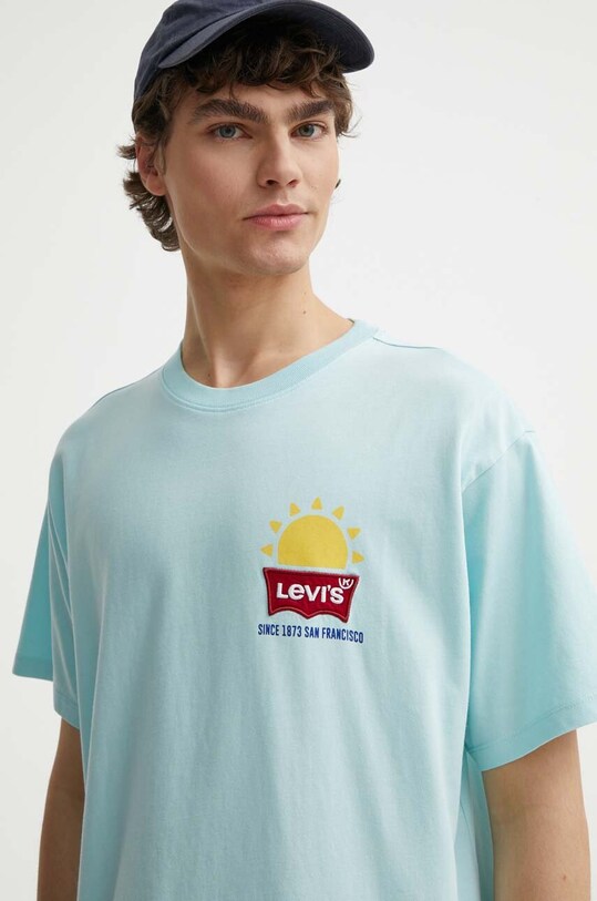 Levi's t-shirt bawełniany 0008C turkusowy