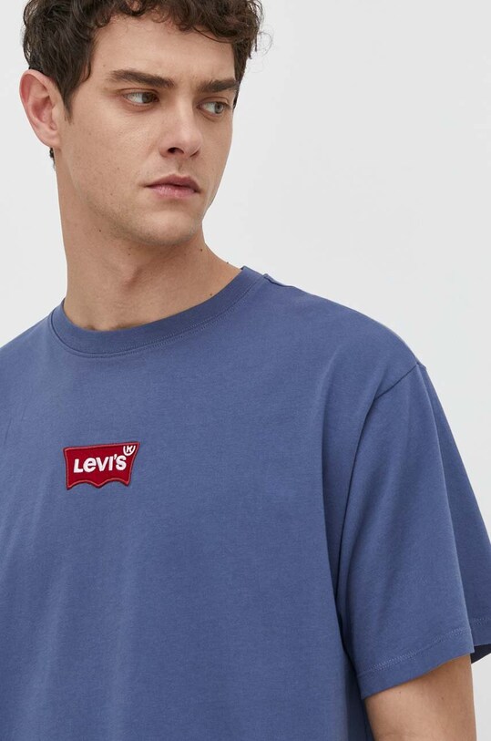 Bavlnené tričko Levi's modrá 0008C