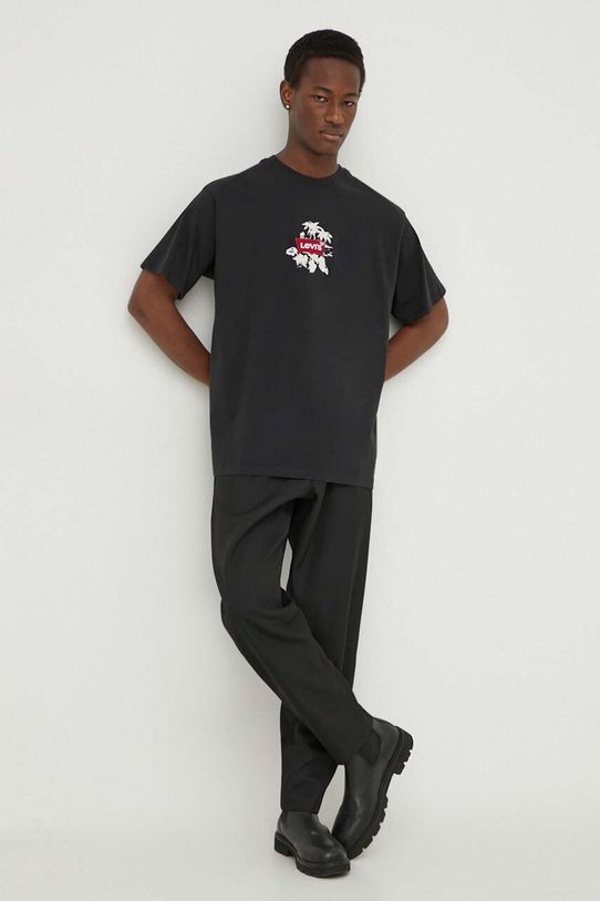 Pamučna majica Levi's 0008C crna SS25