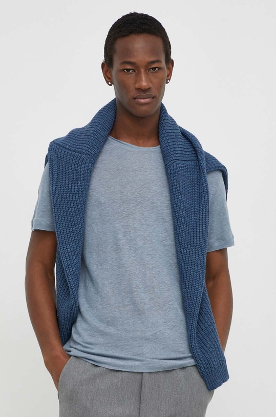 Bruuns Bazaar vászon póló len kék BBM2266N